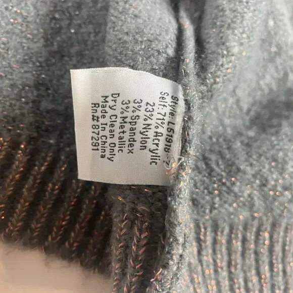 JOHNNY WAS Open Front Metallic Thread Cardigan Gray Size Small Women Sweater - Picture 7 of 8